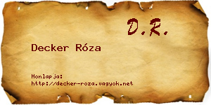 Decker Róza névjegykártya